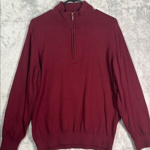 L.L. Bean Maroon Cashmere Blend 1/4 Zip Soft Pullover Size Large